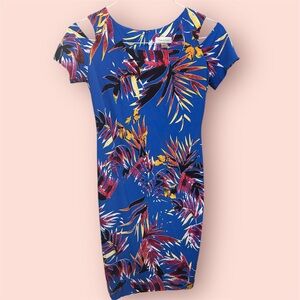 Calvin Klein Blue Tropical Print Dress
